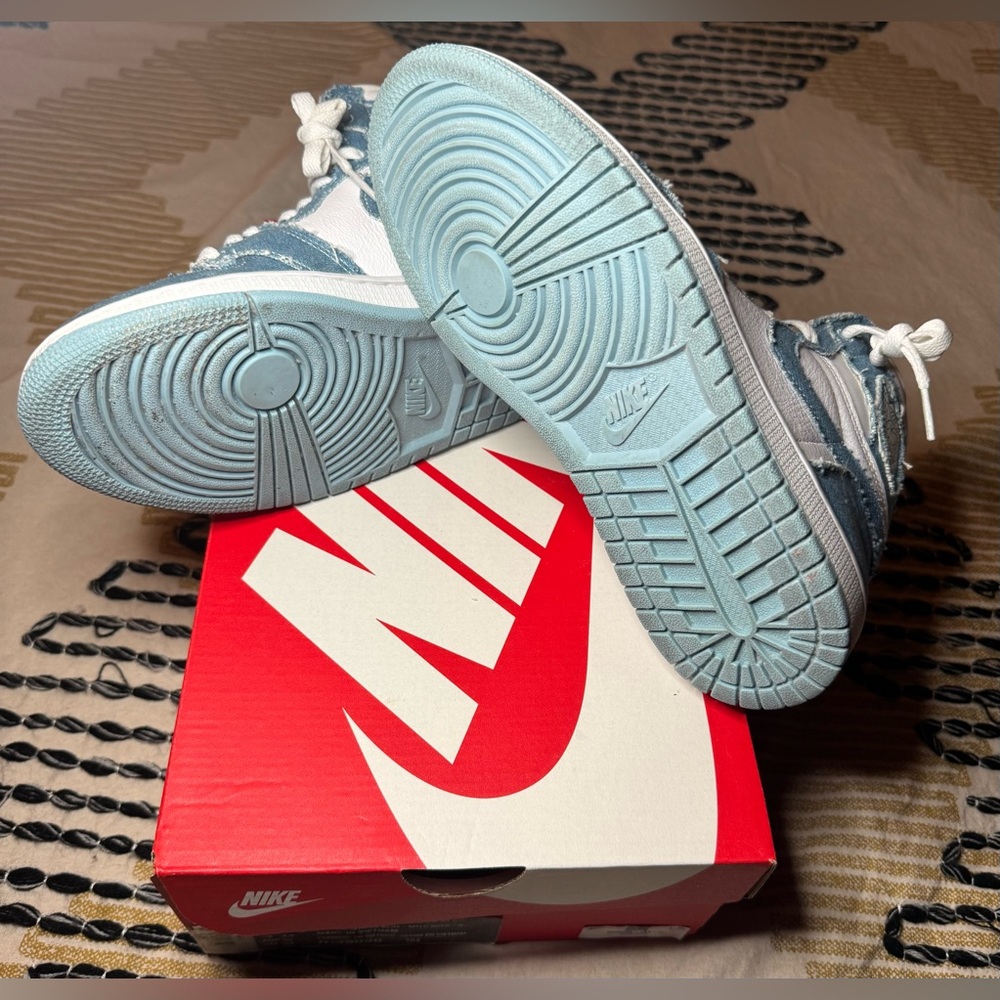 Nike White and Boarder Denim Blue High Top Sneakers - Picture 4 of 4